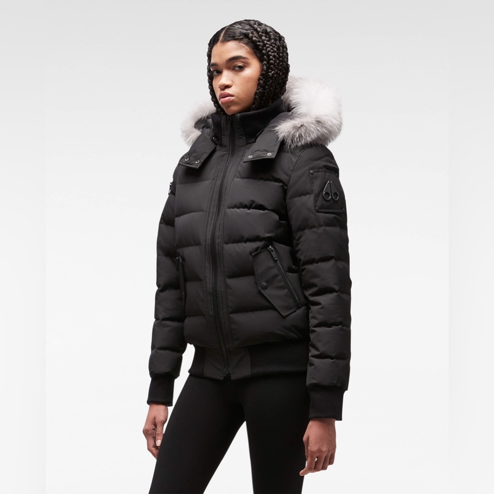 Women’s moose knuckle black bomber jacket